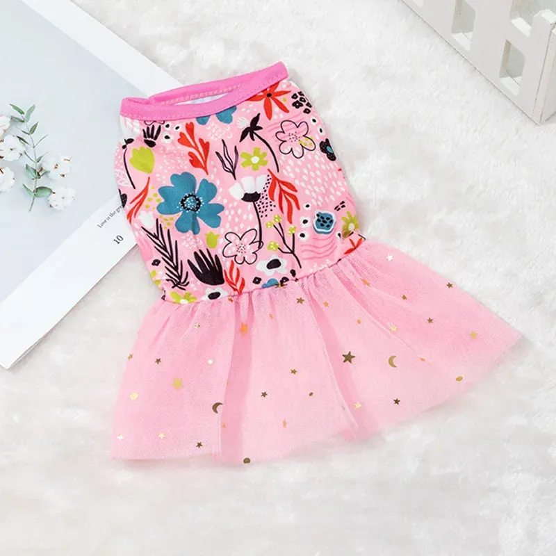 2024 New Fashion Lace Design Dog Dress | Spring/Summer Mesh Puppy Skirt | Cat & Dog Fashion Pet Apparel