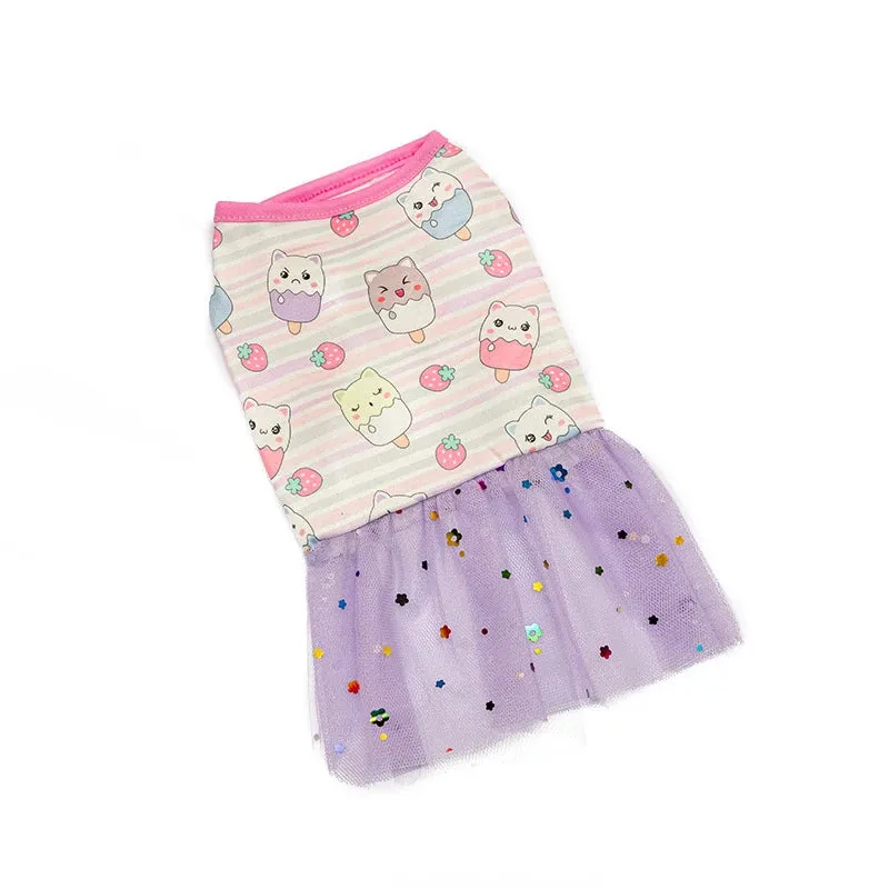 2024 New Fashion Lace Design Dog Dress | Spring/Summer Mesh Puppy Skirt | Cat & Dog Fashion Pet Apparel