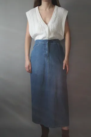 90s White Cable Knit Vest - XL