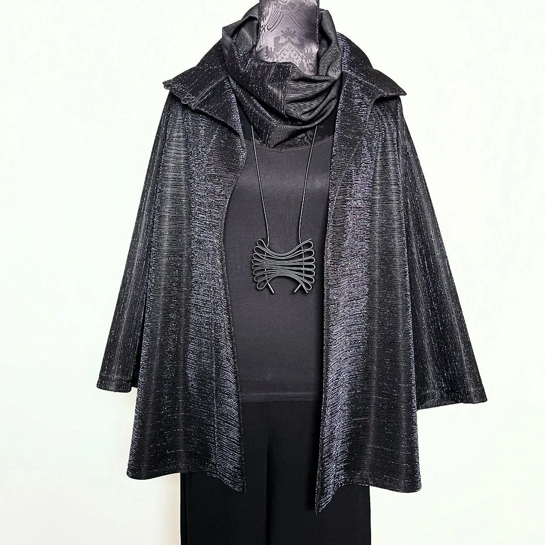 Abbey Swing Coat - Black sparkle