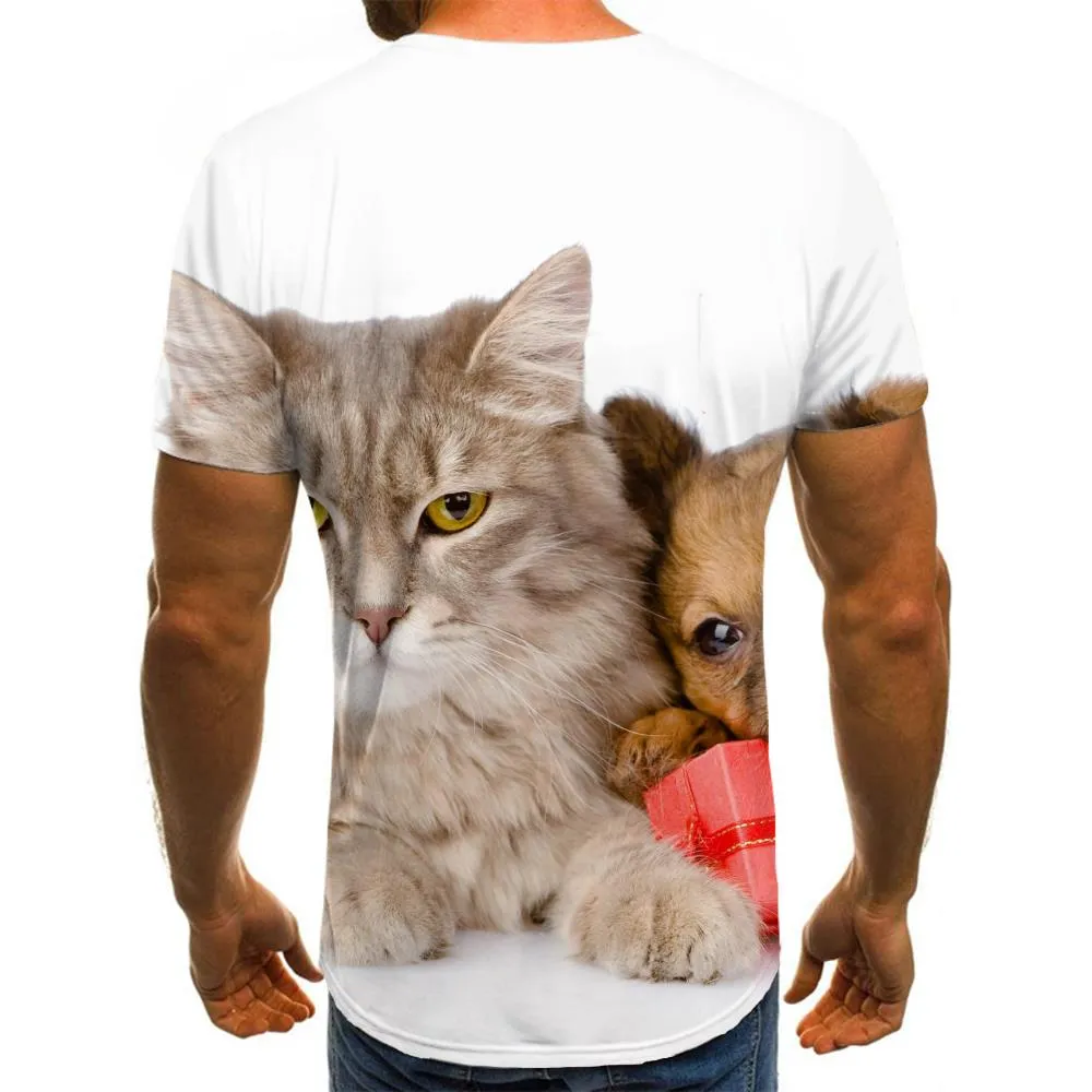 animal t shirtHip hop tshirt 3D docile petsCool cat and dog art costume men
