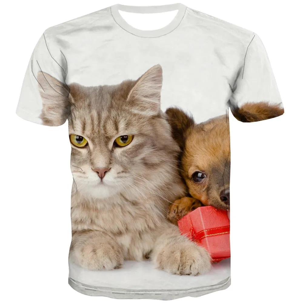 animal t shirtHip hop tshirt 3D docile petsCool cat and dog art costume men