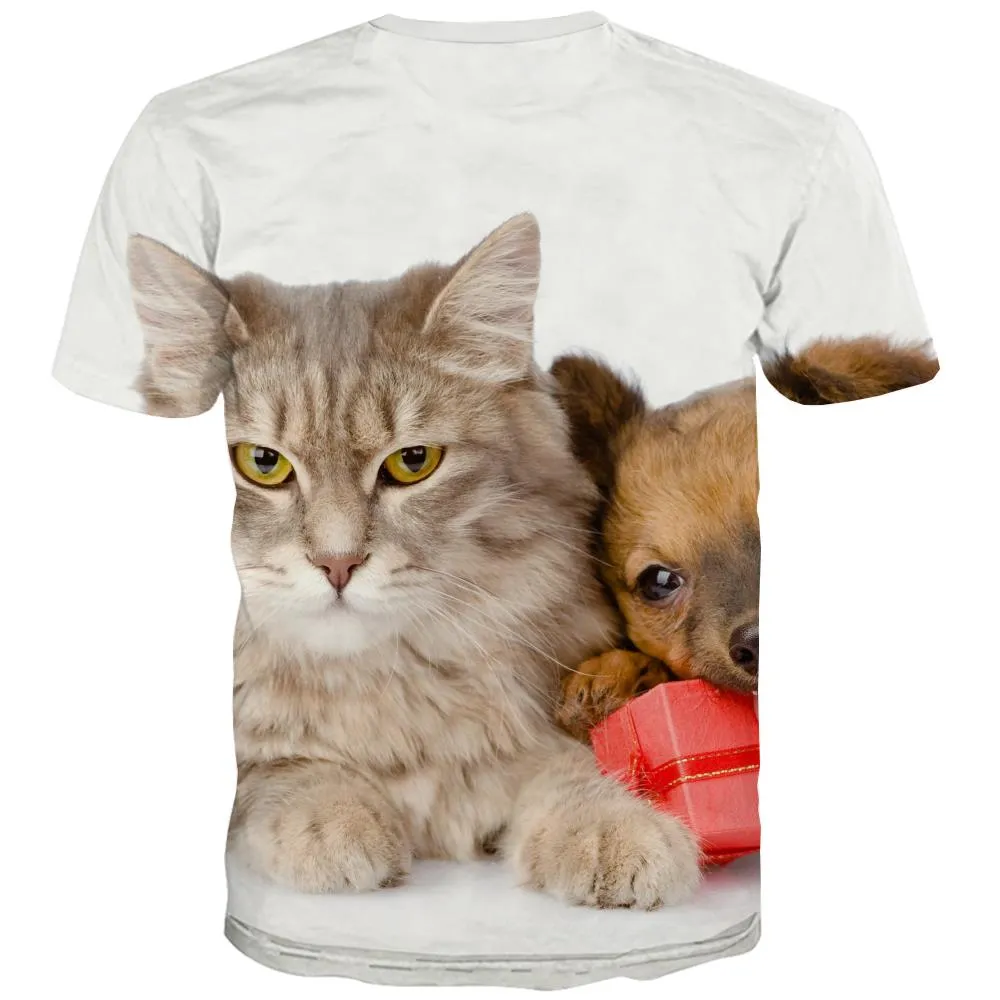 animal t shirtHip hop tshirt 3D docile petsCool cat and dog art costume men