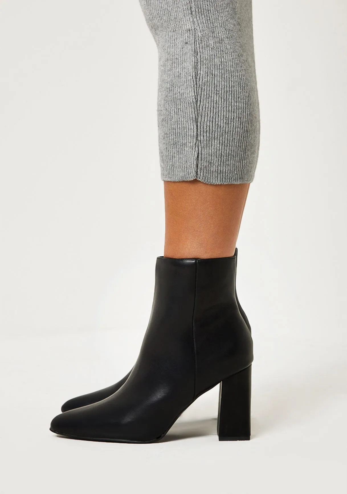 Ashlyn Black Ankle Length High Heel Boots