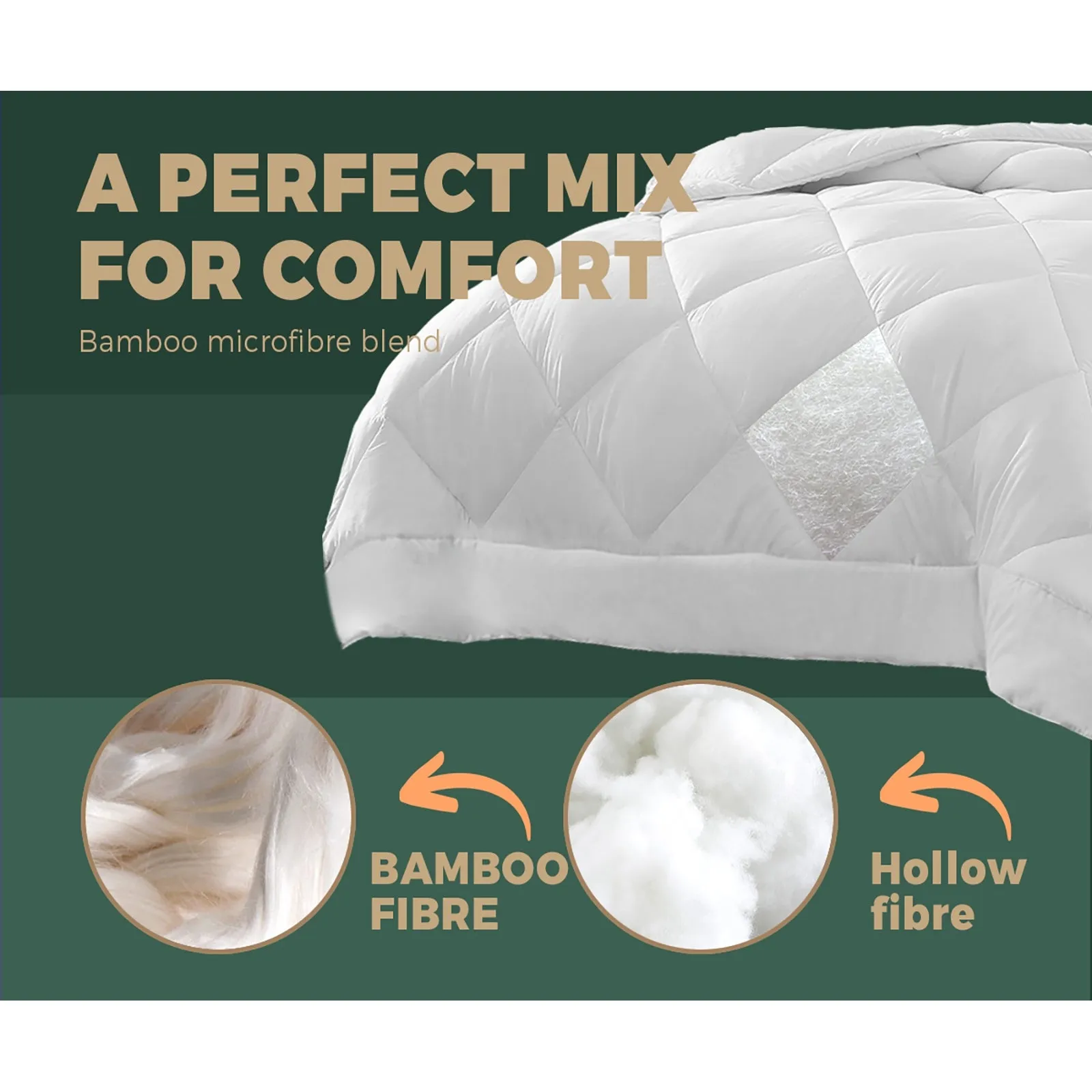 Bedra Microfibre Bamboo Microfiber Quilt 800GSM Duvet Doona Queen All Seaon