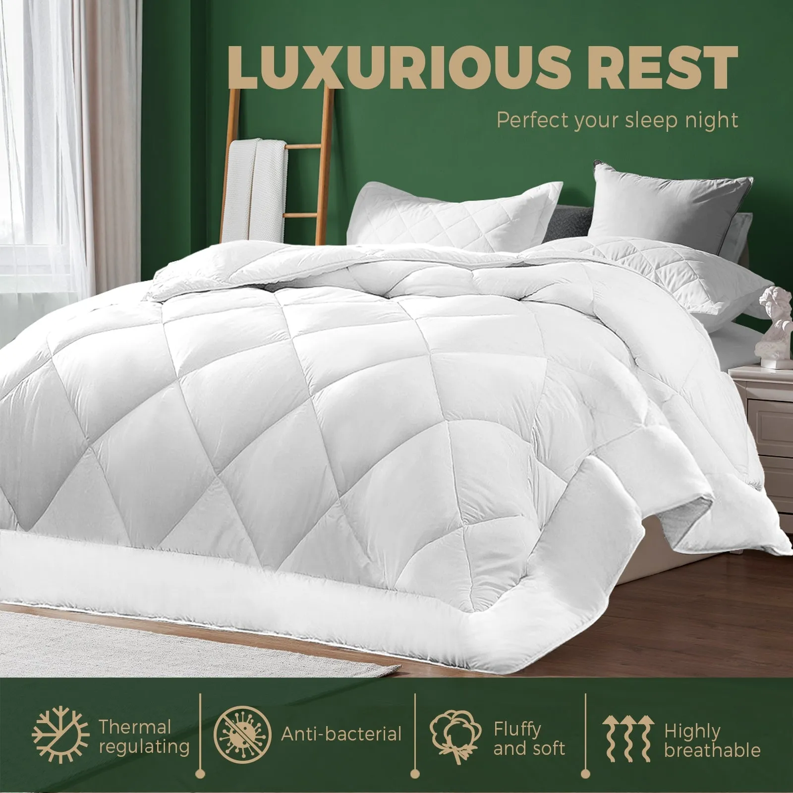 Bedra Microfibre Bamboo Microfiber Quilt 800GSM Duvet Doona Queen All Seaon