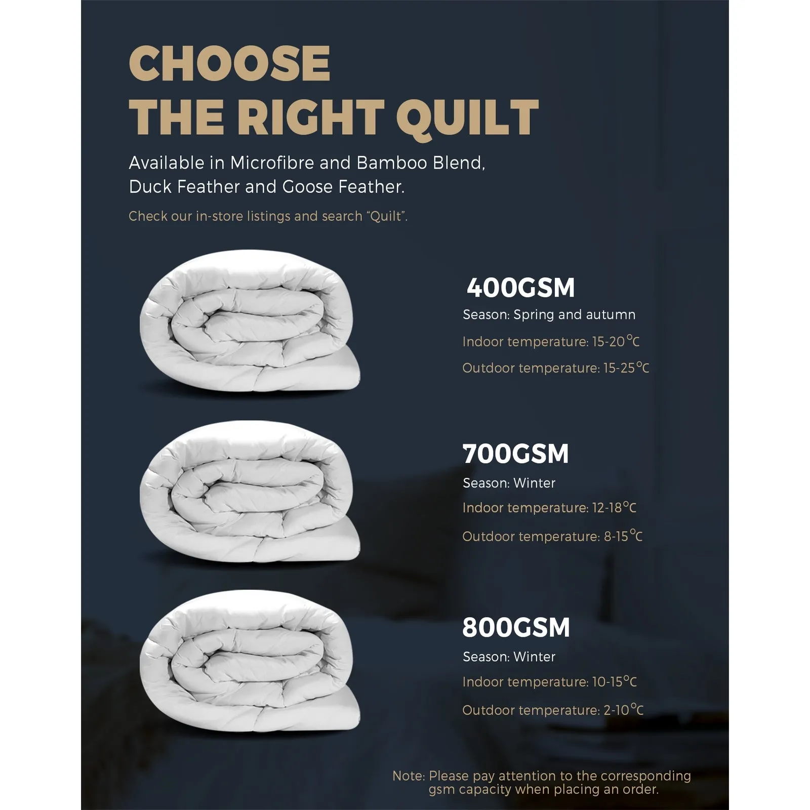 Bedra Microfibre Bamboo Microfiber Quilt 800GSM Duvet Doona Queen All Seaon