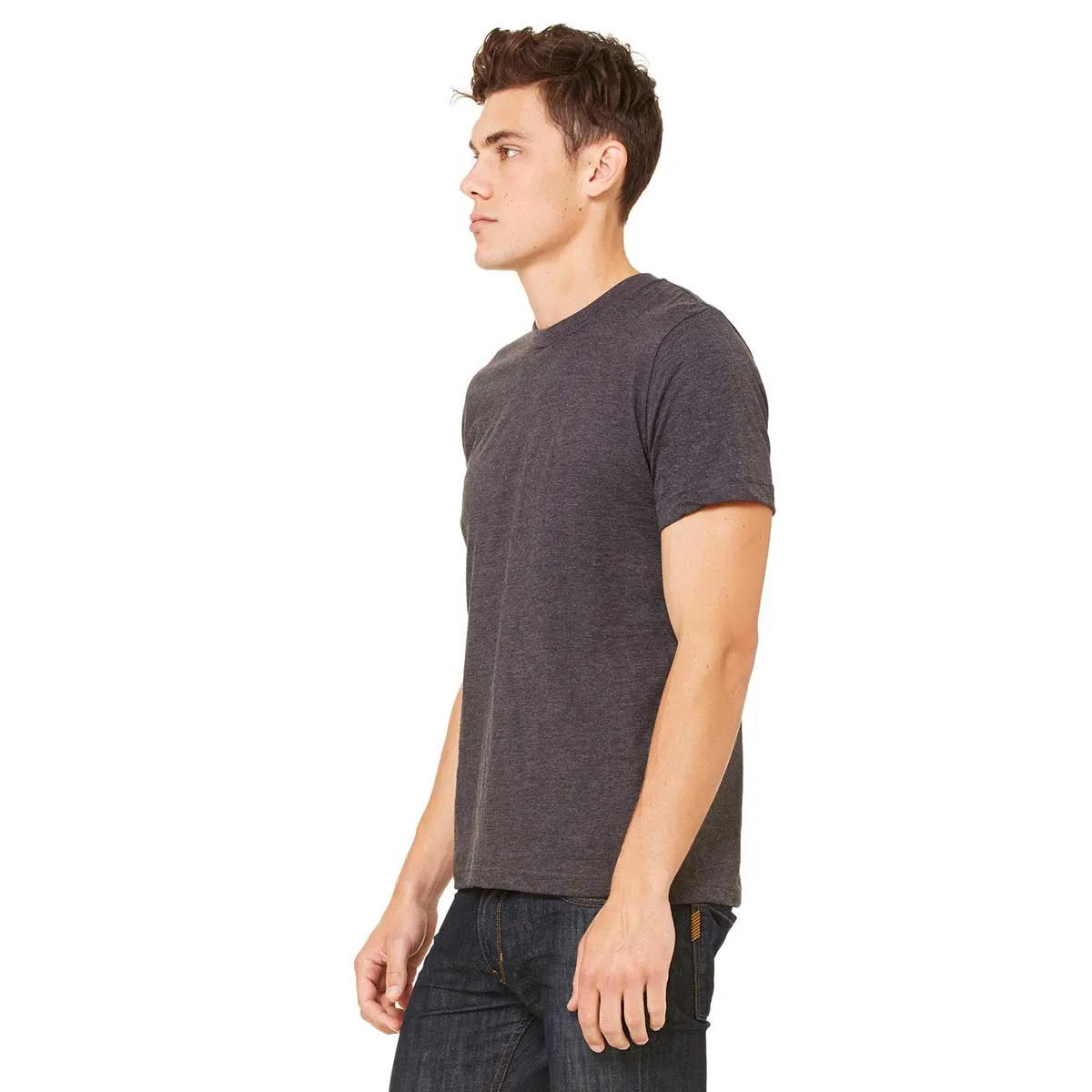 Bella   Canvas Unisex Dark Grey Heather Made in the USA Jersey Short-Sleeve T-Shirt
