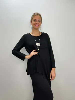 Black Tencel 3/4 Sleeve Callie Top