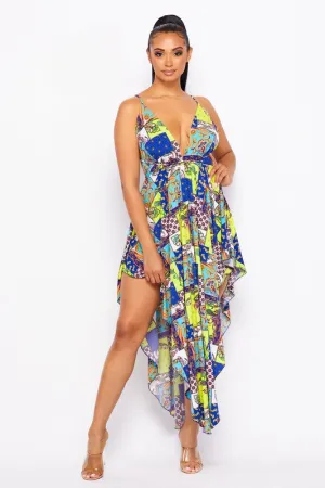 Blue Halter Diamond Dress