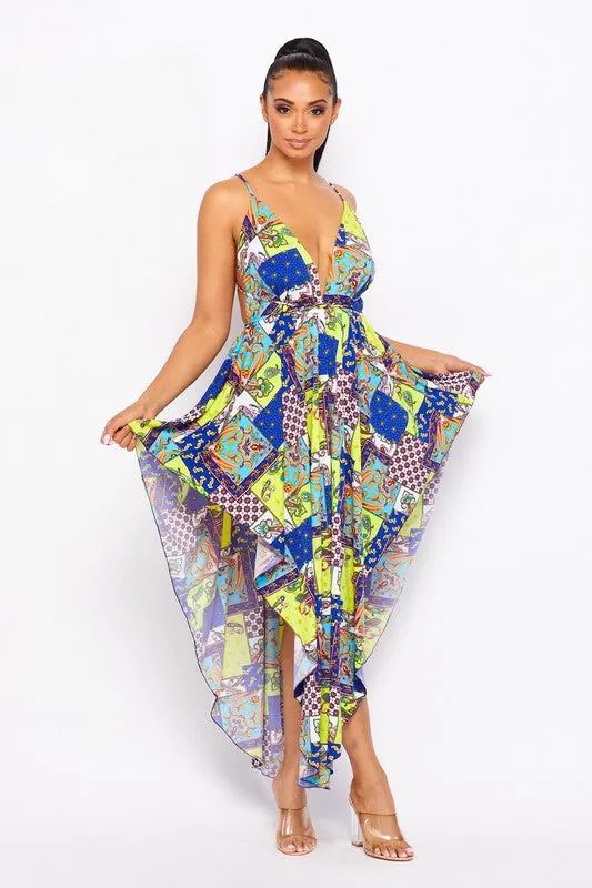 Blue Halter Diamond Dress