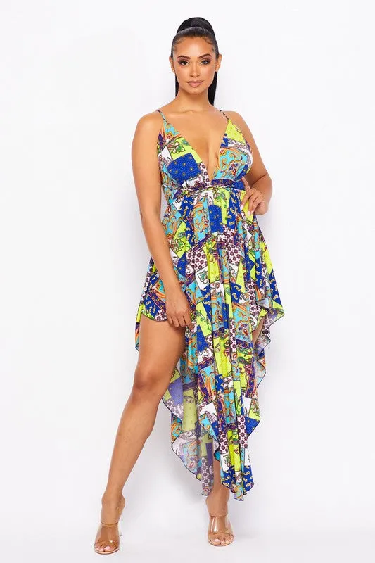 Blue Halter Diamond Dress