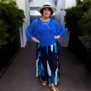 Breezy Royal Blue Bohemian Popcorn Cover Up