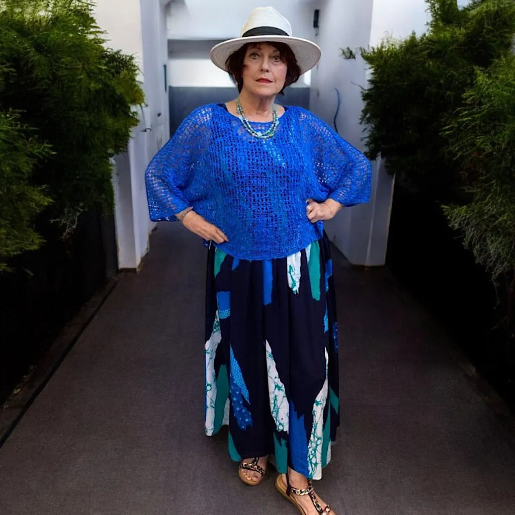 Breezy Royal Blue Bohemian Popcorn Cover Up