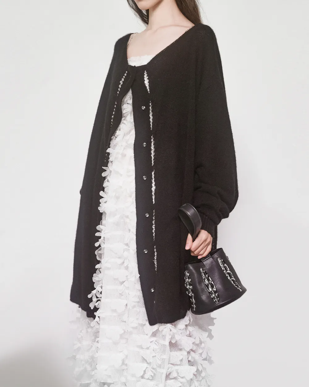 Bubble Placket Oversized Cardigan