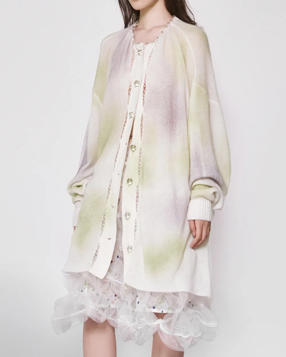 Bubble Placket Oversized Cardigan