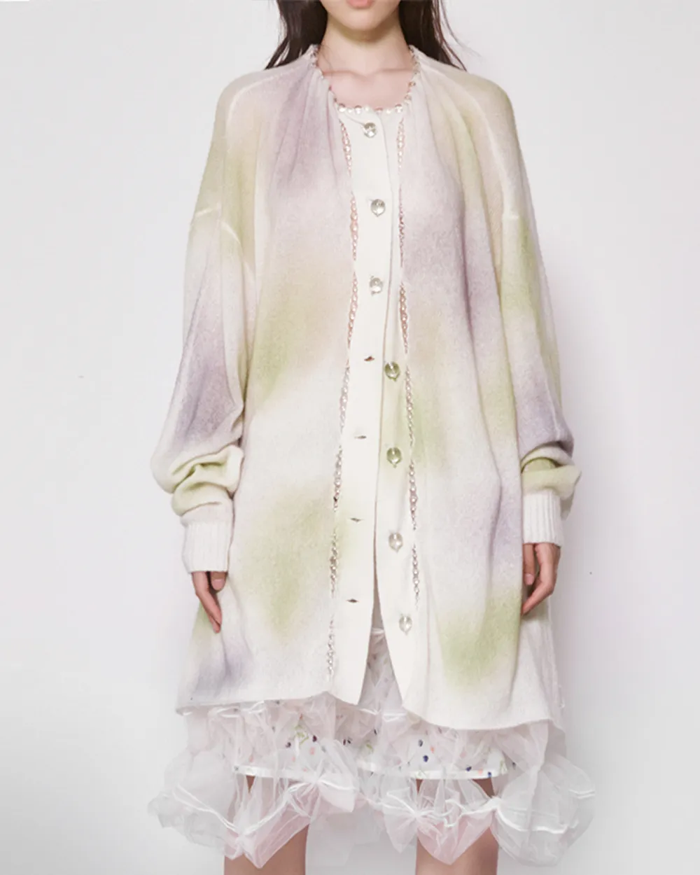 Bubble Placket Oversized Cardigan