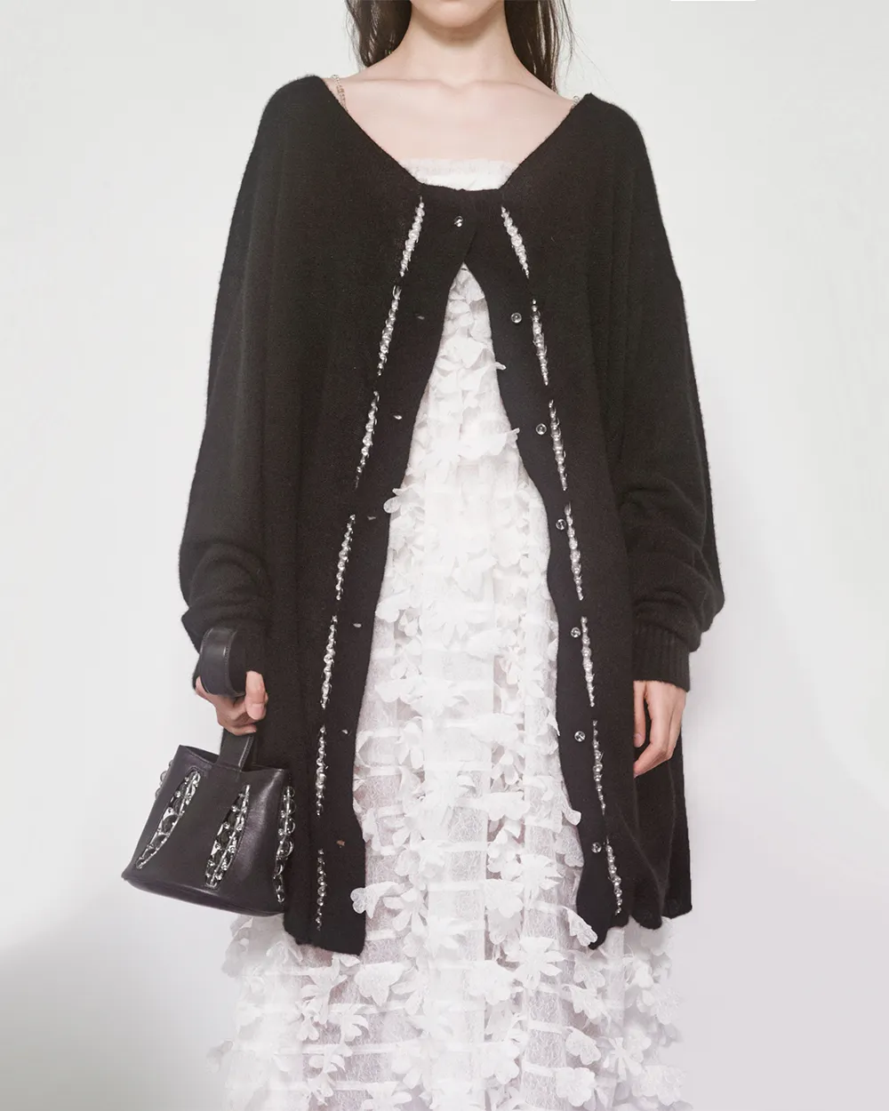 Bubble Placket Oversized Cardigan