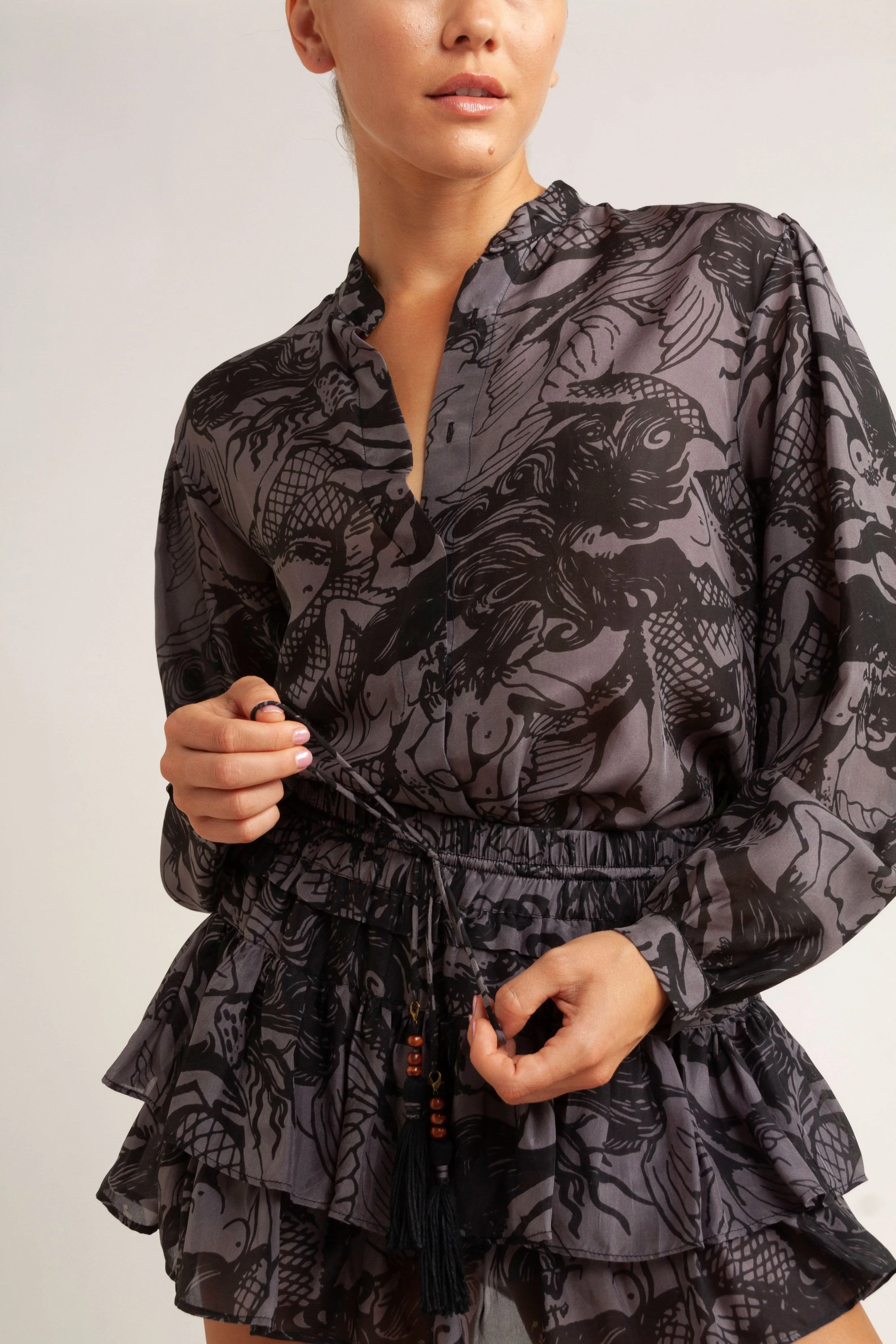 Callista Mermaid Print Silk Shirt