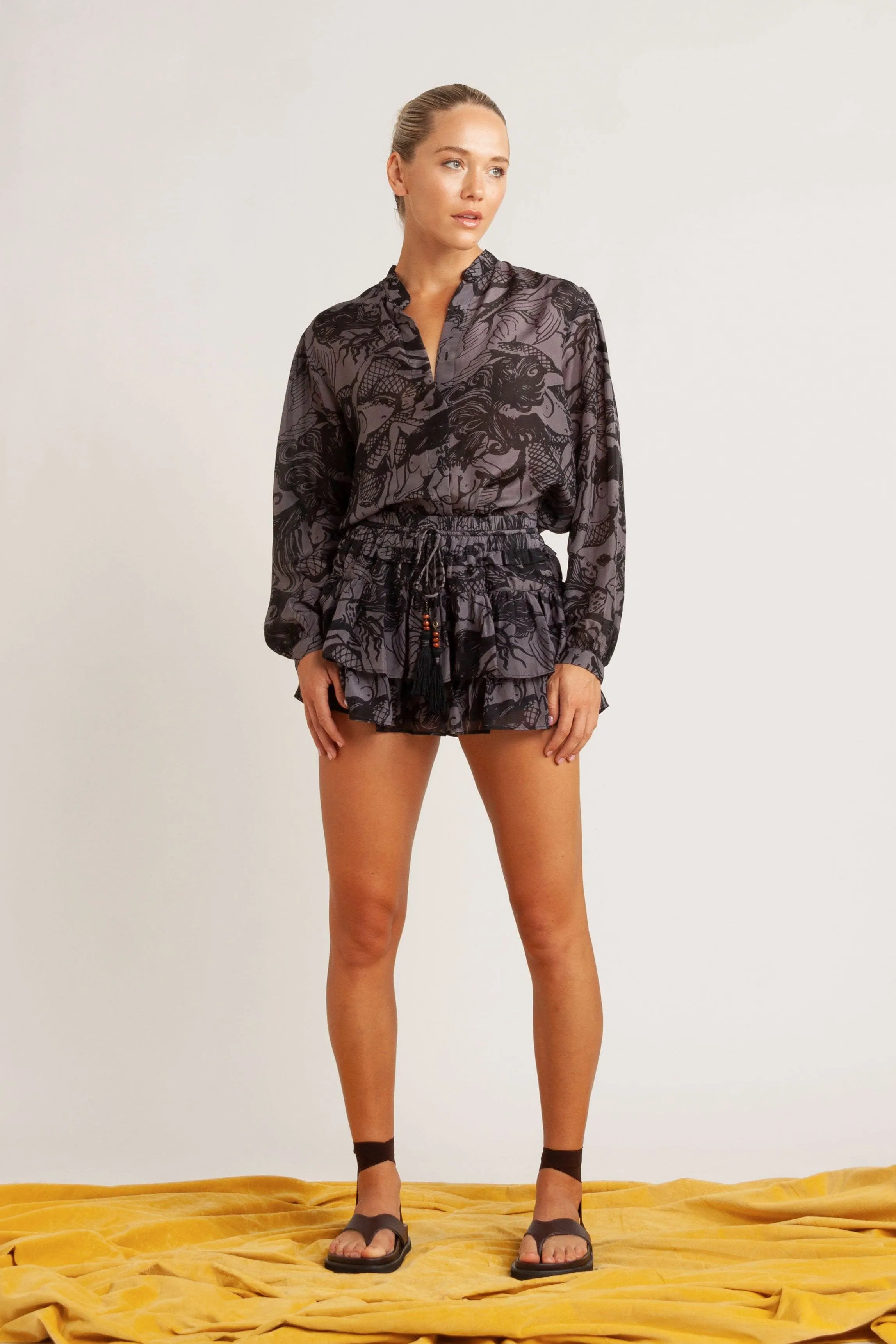 Callista Mermaid Print Silk Shirt