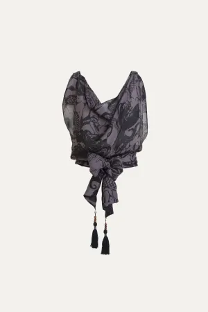 Callista Mermaid Print Silk Tie Top