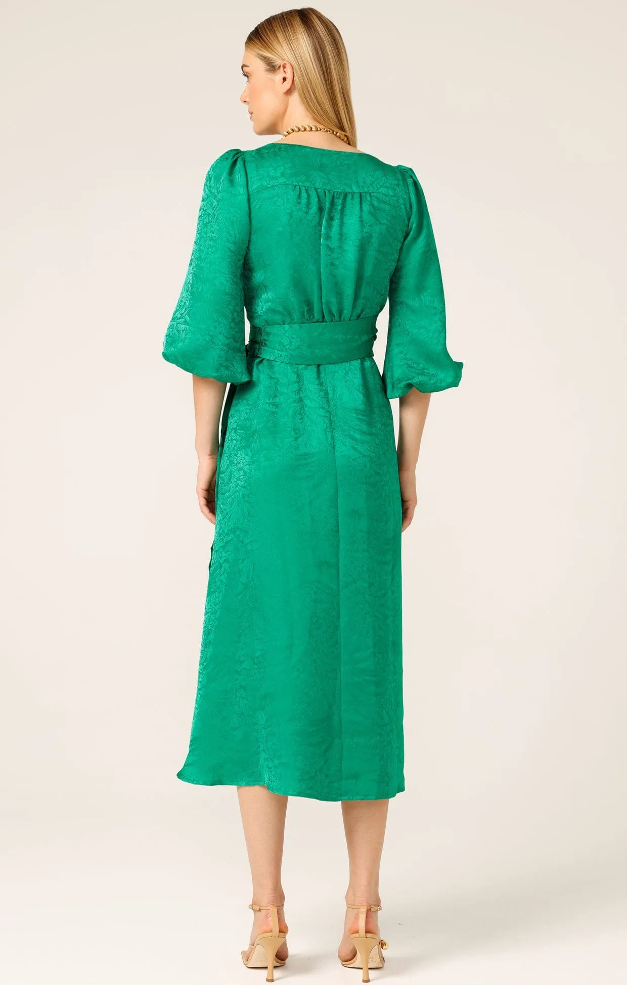 CHATEAU WRAP DRESS IN EMERALD