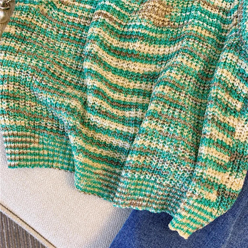 Chic Green Striped Knit Camisole