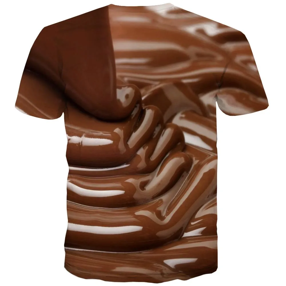 Chocolate T shirts Men Brown Tshirt Anime Delicious Tshirts Cool Bitter Tshirts Casual
