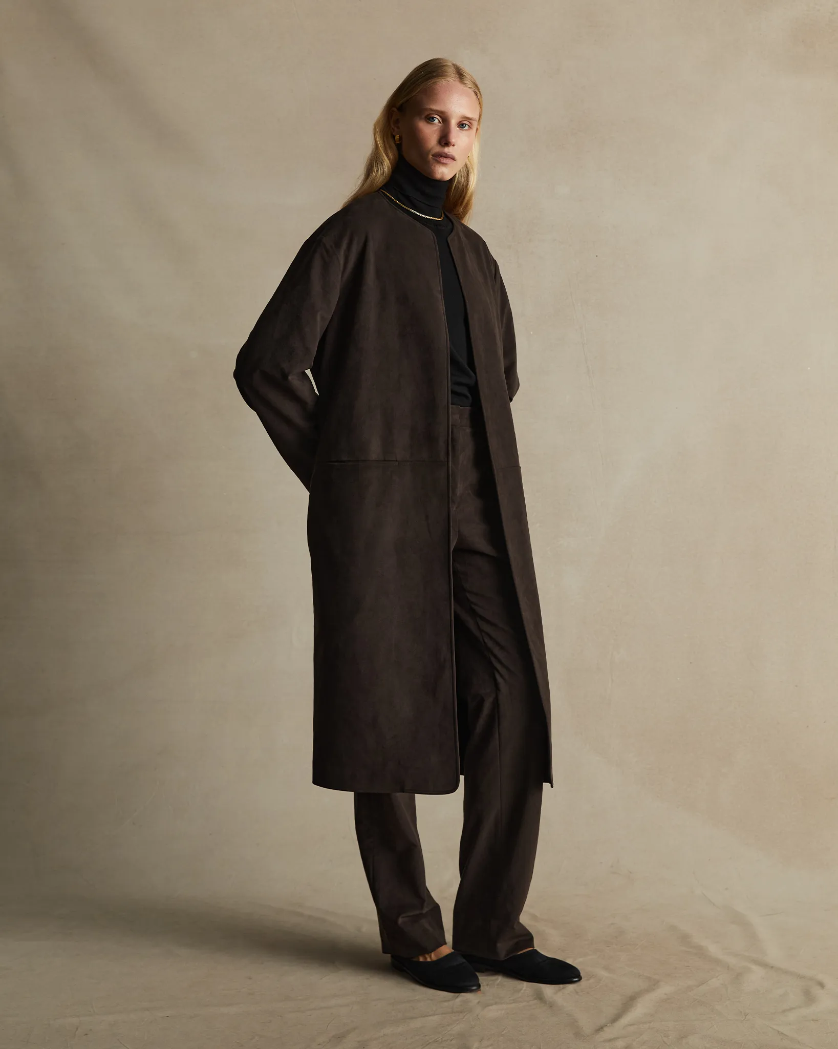 Coffee Suede Kristina Coat