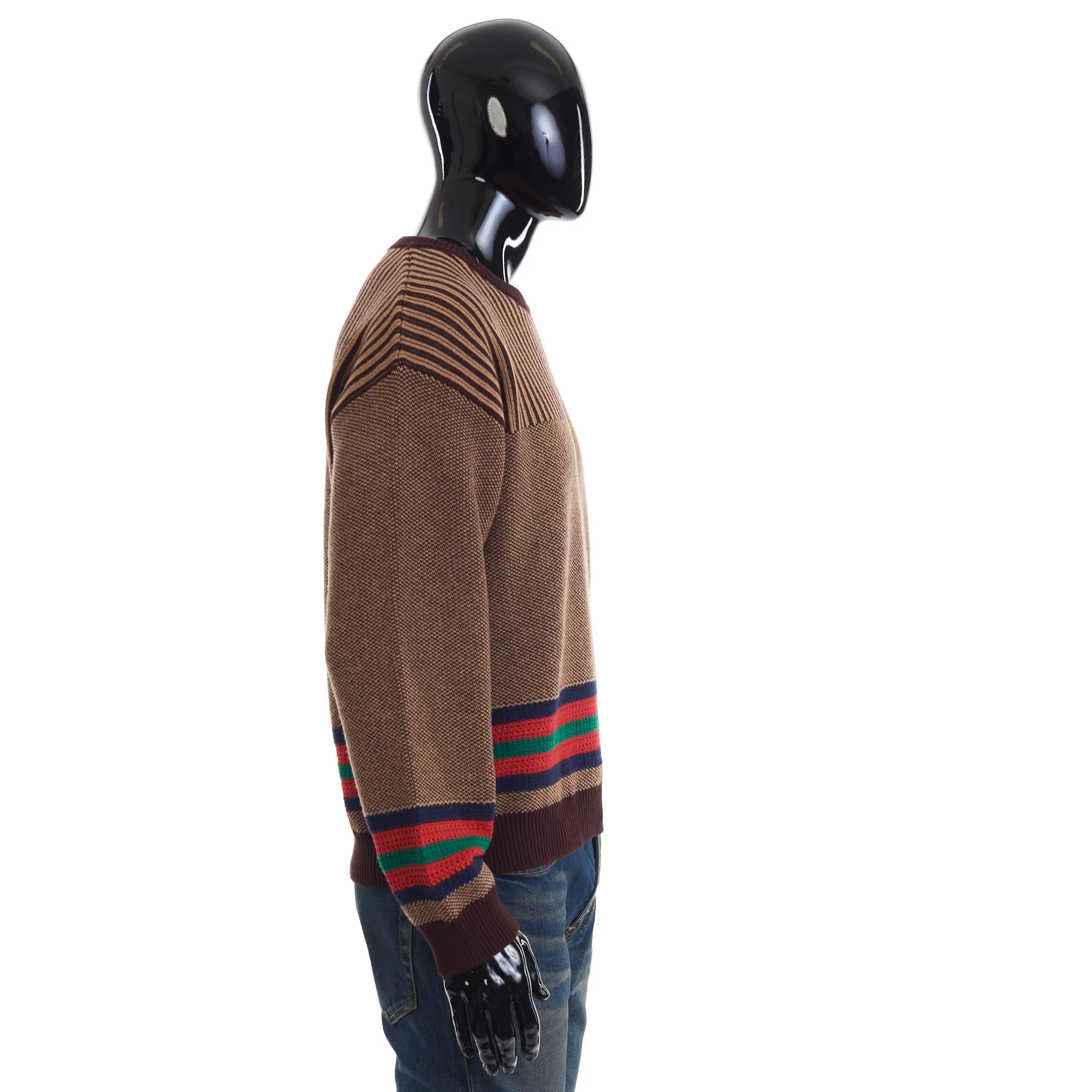 Cotton Wool Jumper With GG In Brown And Camel