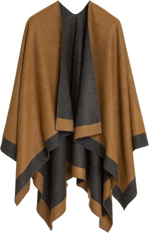 Dark Gray Luxurious Knit Sweater Poncho Cardigan