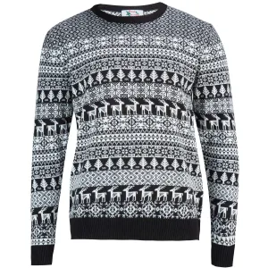 Deer Fairisle Men's Christmas Jumper - Black