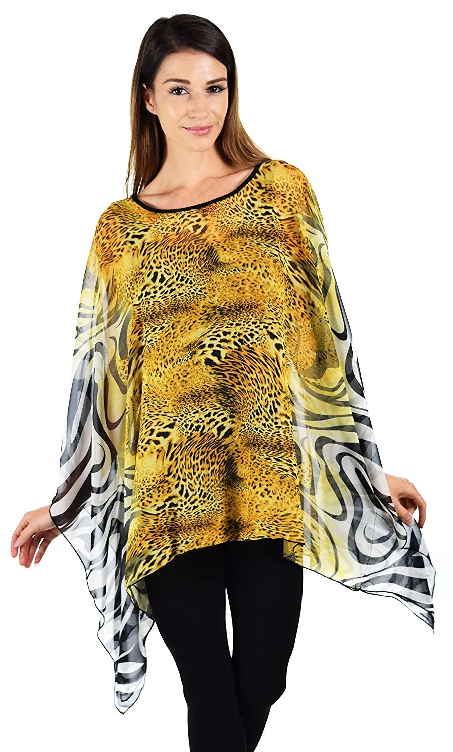Digital print Poncho, Chiffon Caftan, Summer Chiffon Poncho,  Beach Cover Up,  Caftan Tunic, Prited animal print Caftan