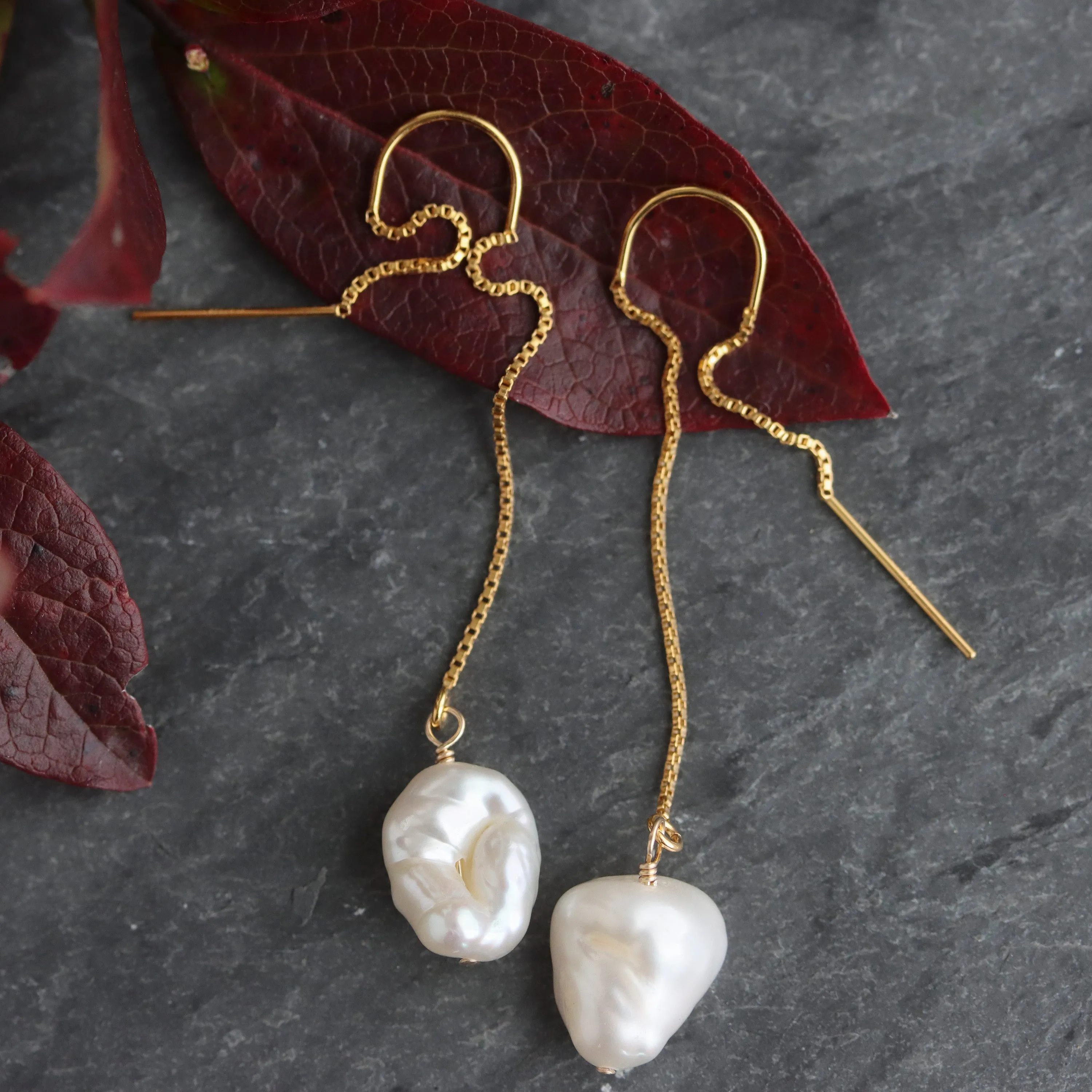 Elena Pearl Threader Earrings