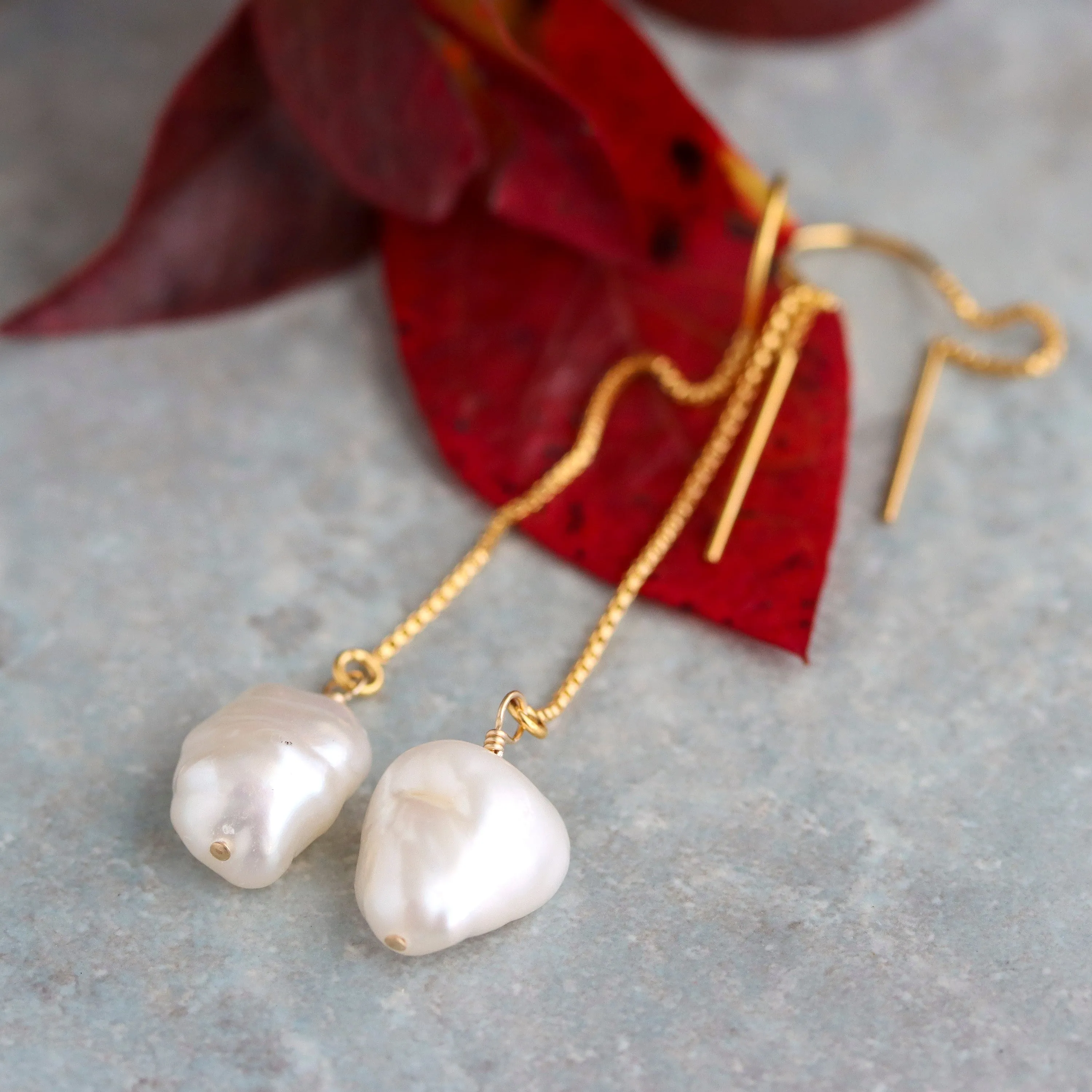 Elena Pearl Threader Earrings