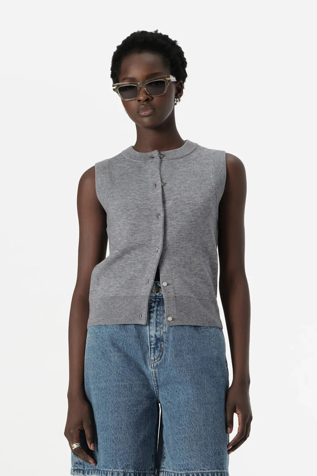 Elka Collective Rowan Knit Vest - Grey Marle