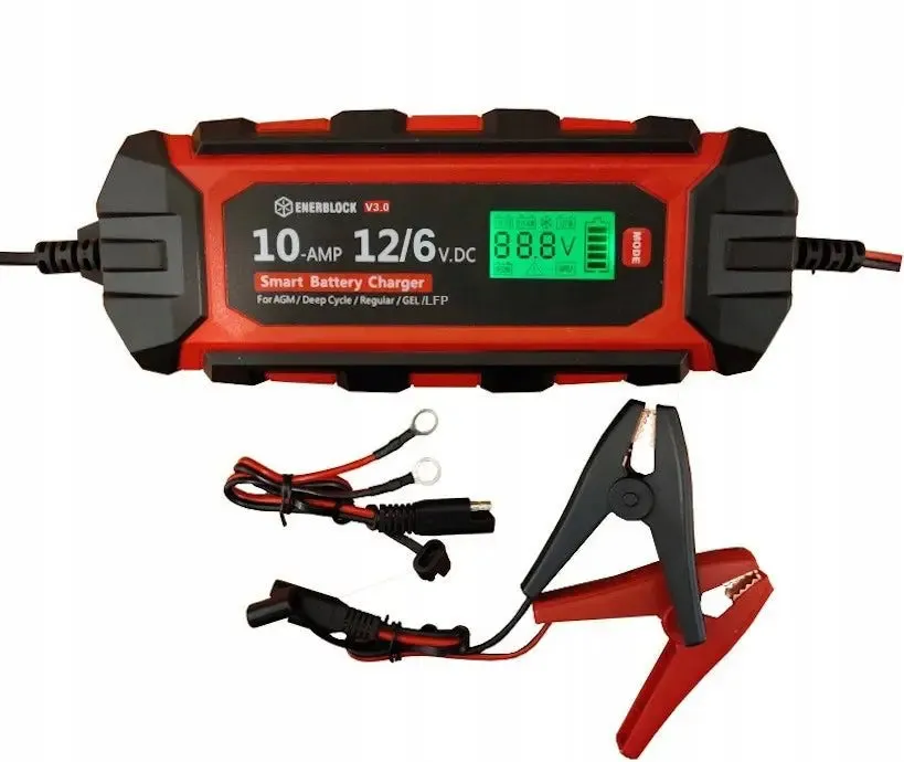 Enerblock Automatic Microprocessor Charger 10A 12V/6V
