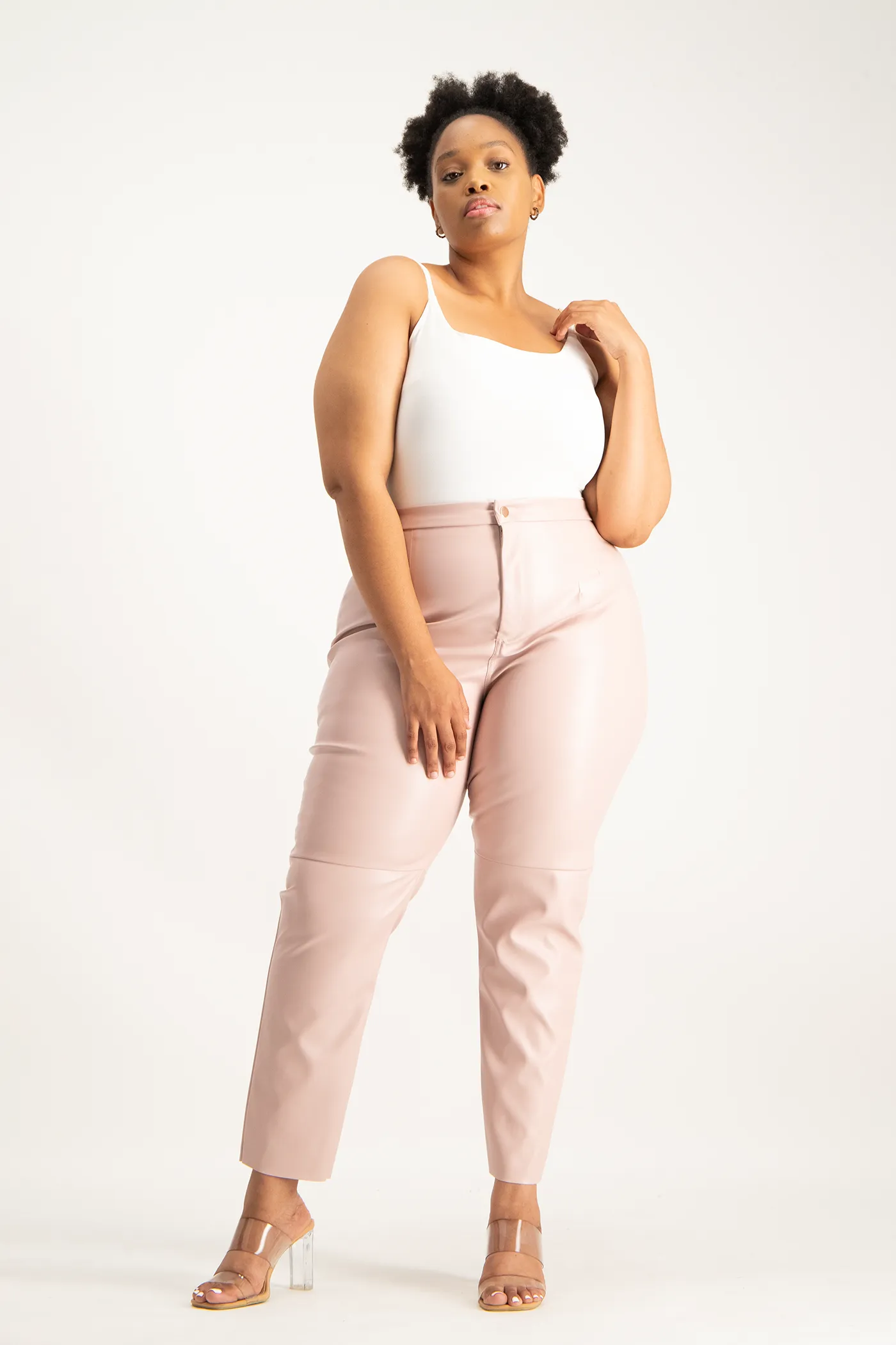 Esme Faux Leather Pants - Blush