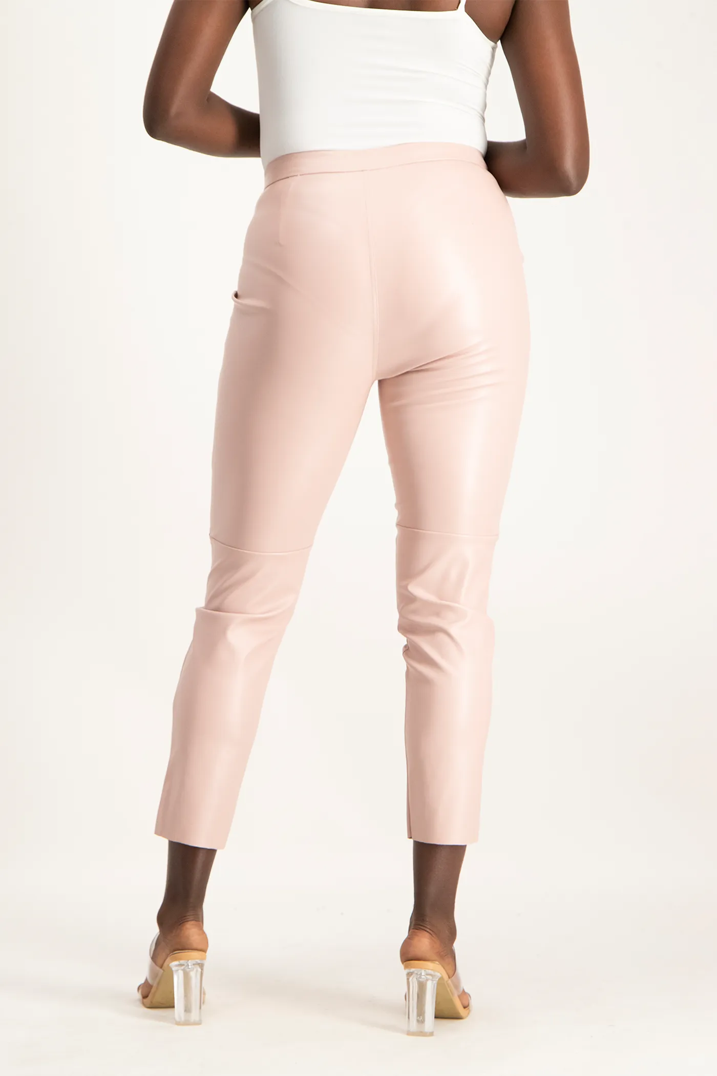 Esme Faux Leather Pants - Blush