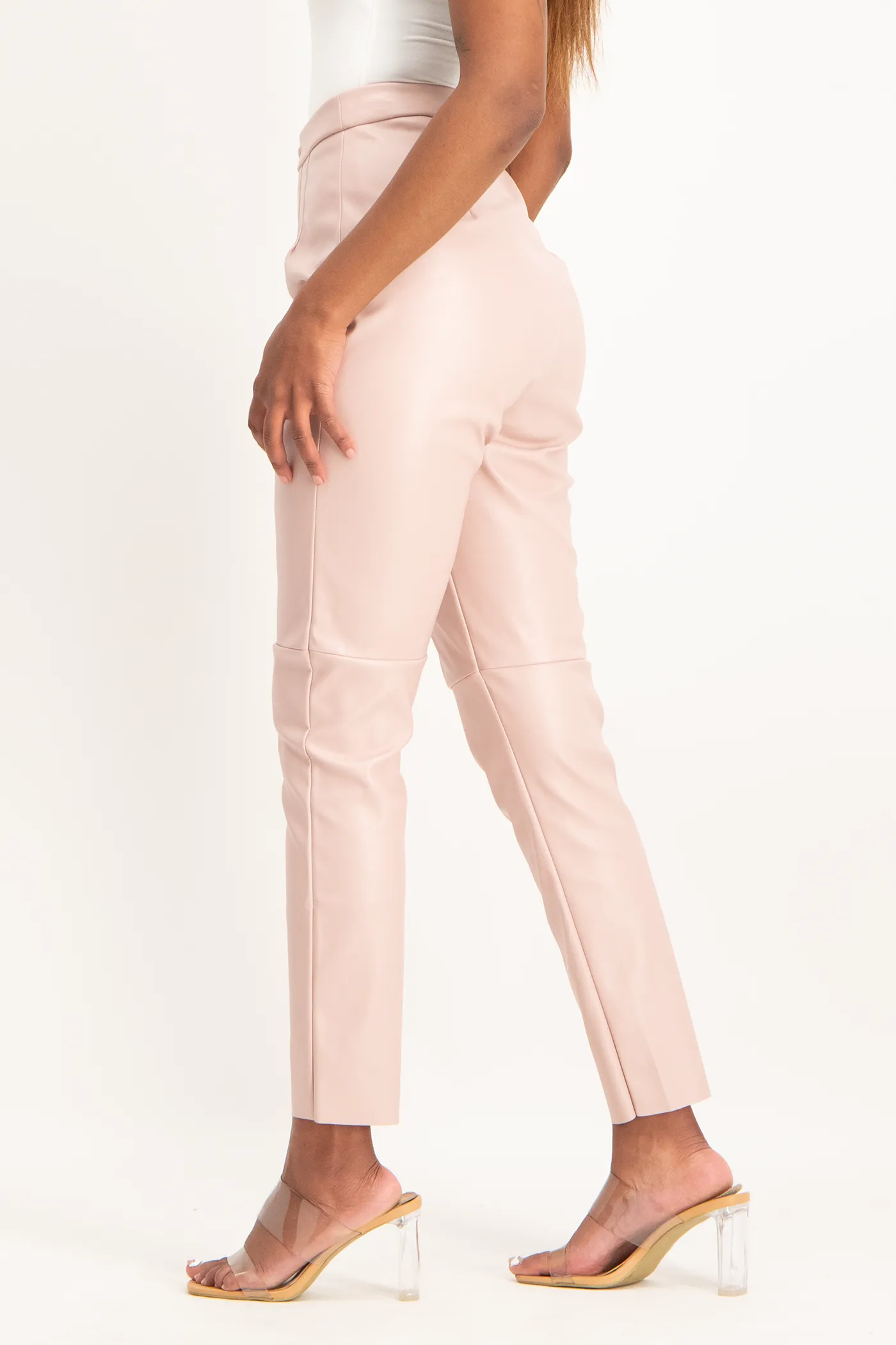 Esme Faux Leather Pants - Blush
