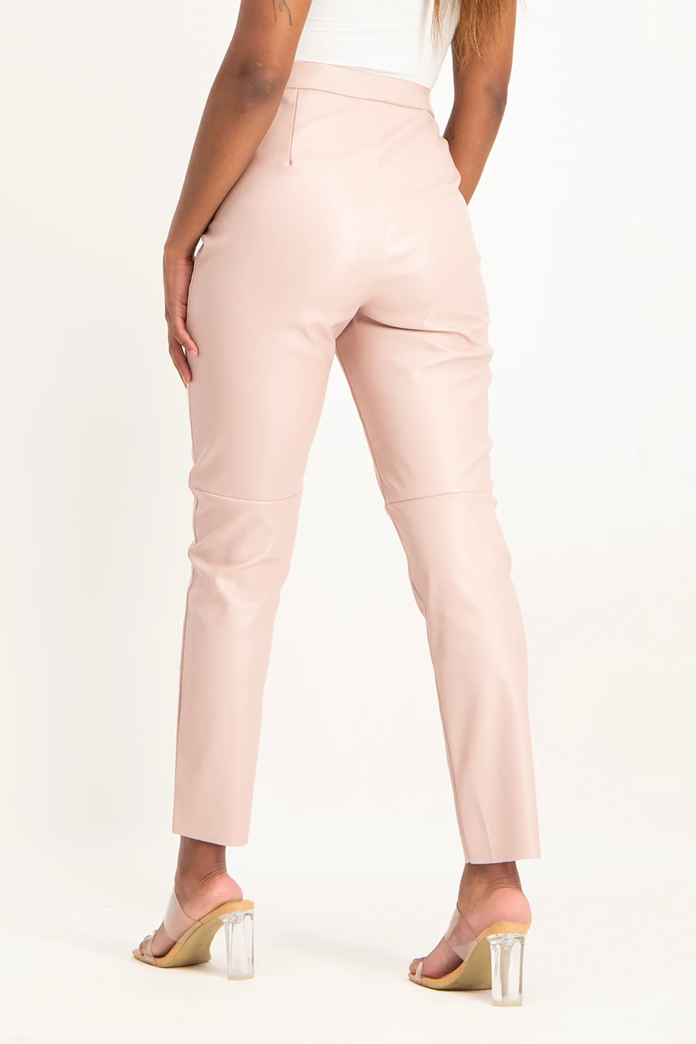 Esme Faux Leather Pants - Blush