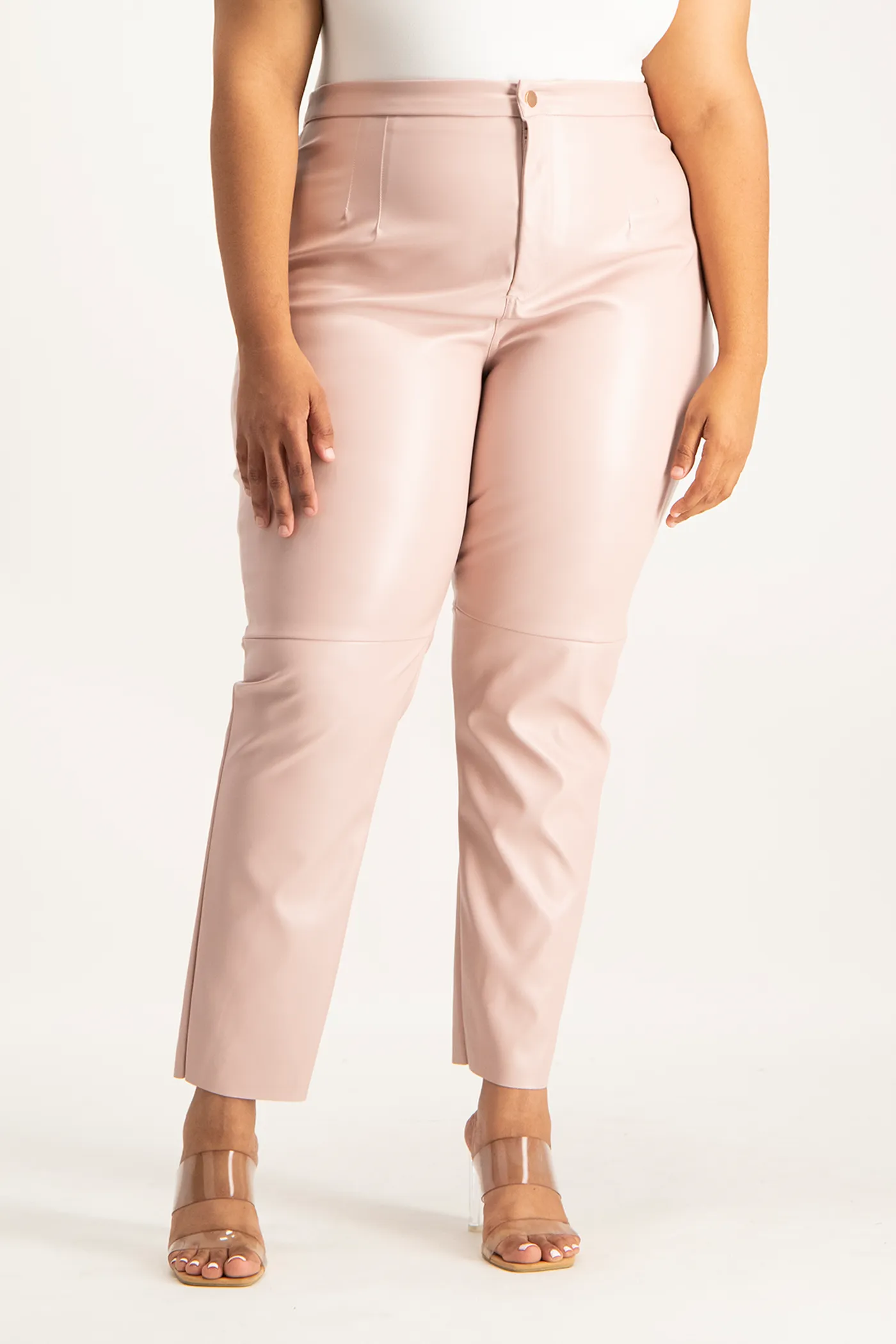 Esme Faux Leather Pants - Blush