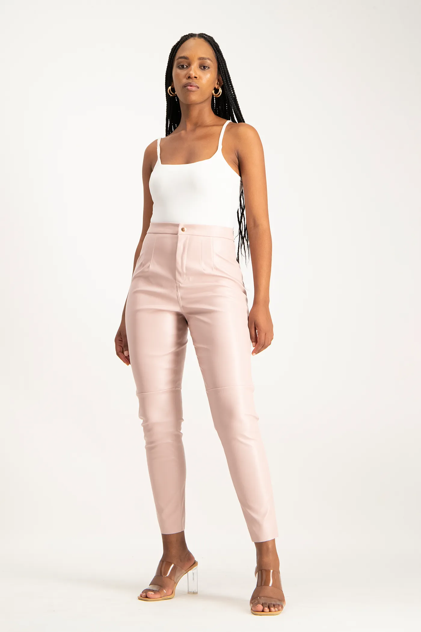 Esme Faux Leather Pants - Blush