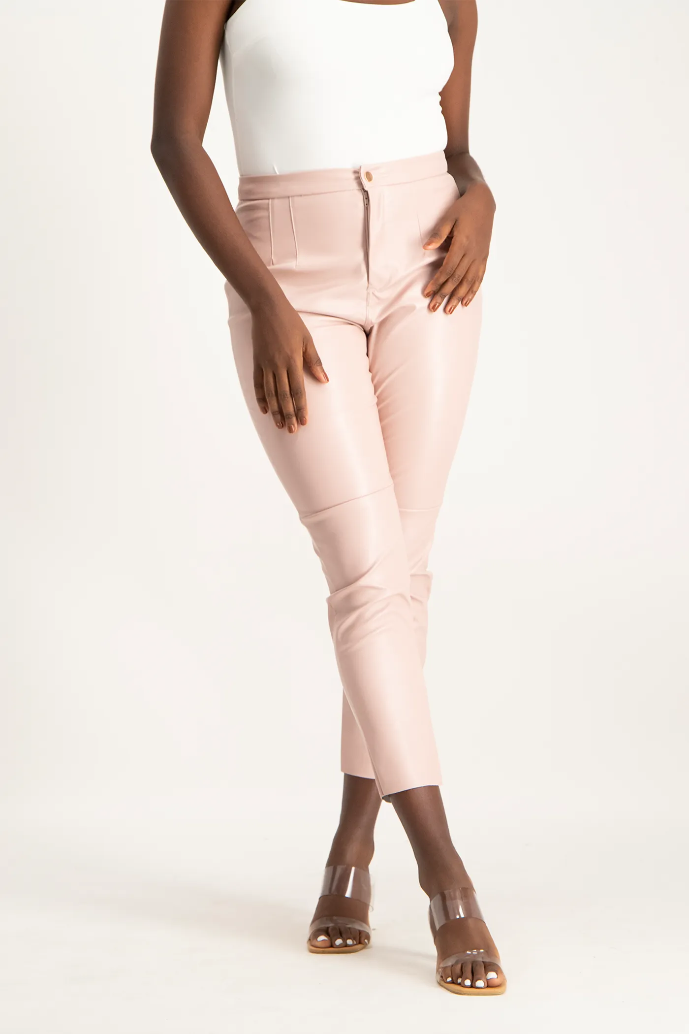 Esme Faux Leather Pants - Blush