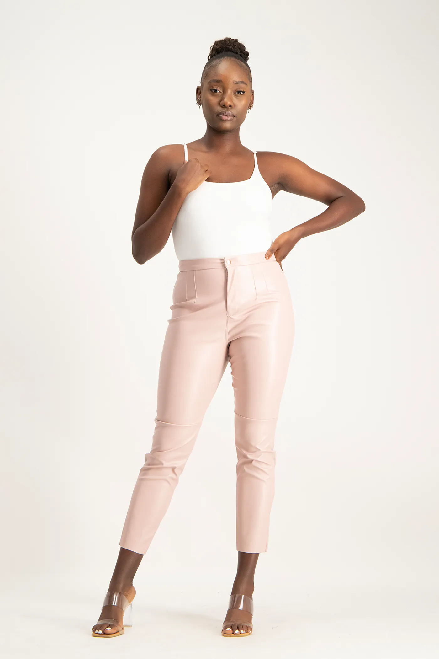 Esme Faux Leather Pants - Blush