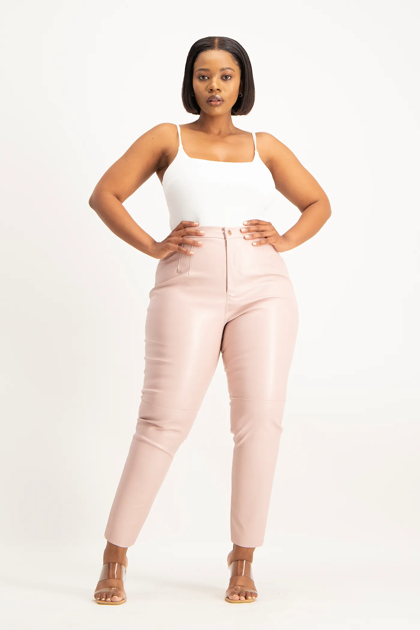 Esme Faux Leather Pants - Blush