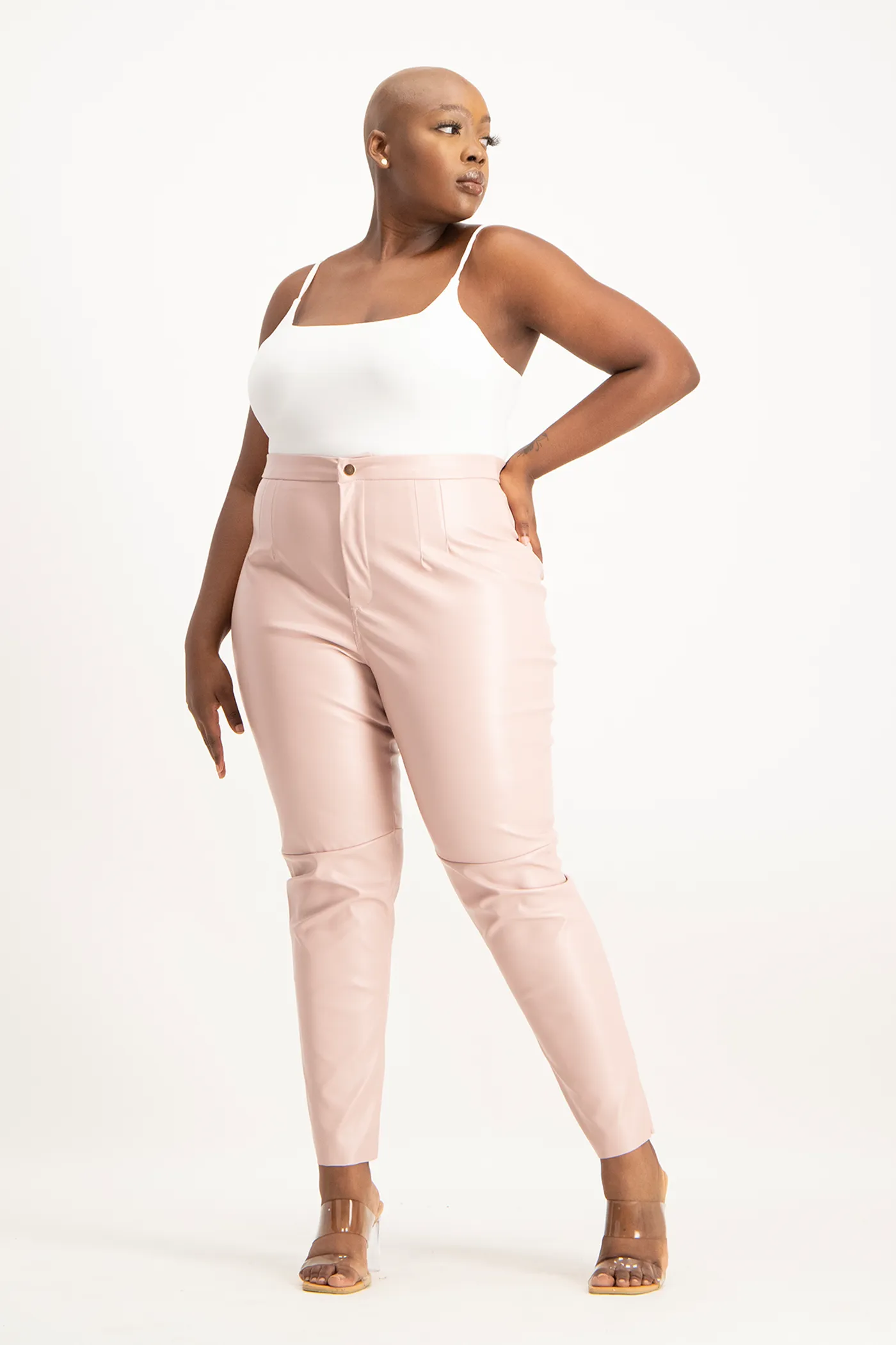 Esme Faux Leather Pants - Blush