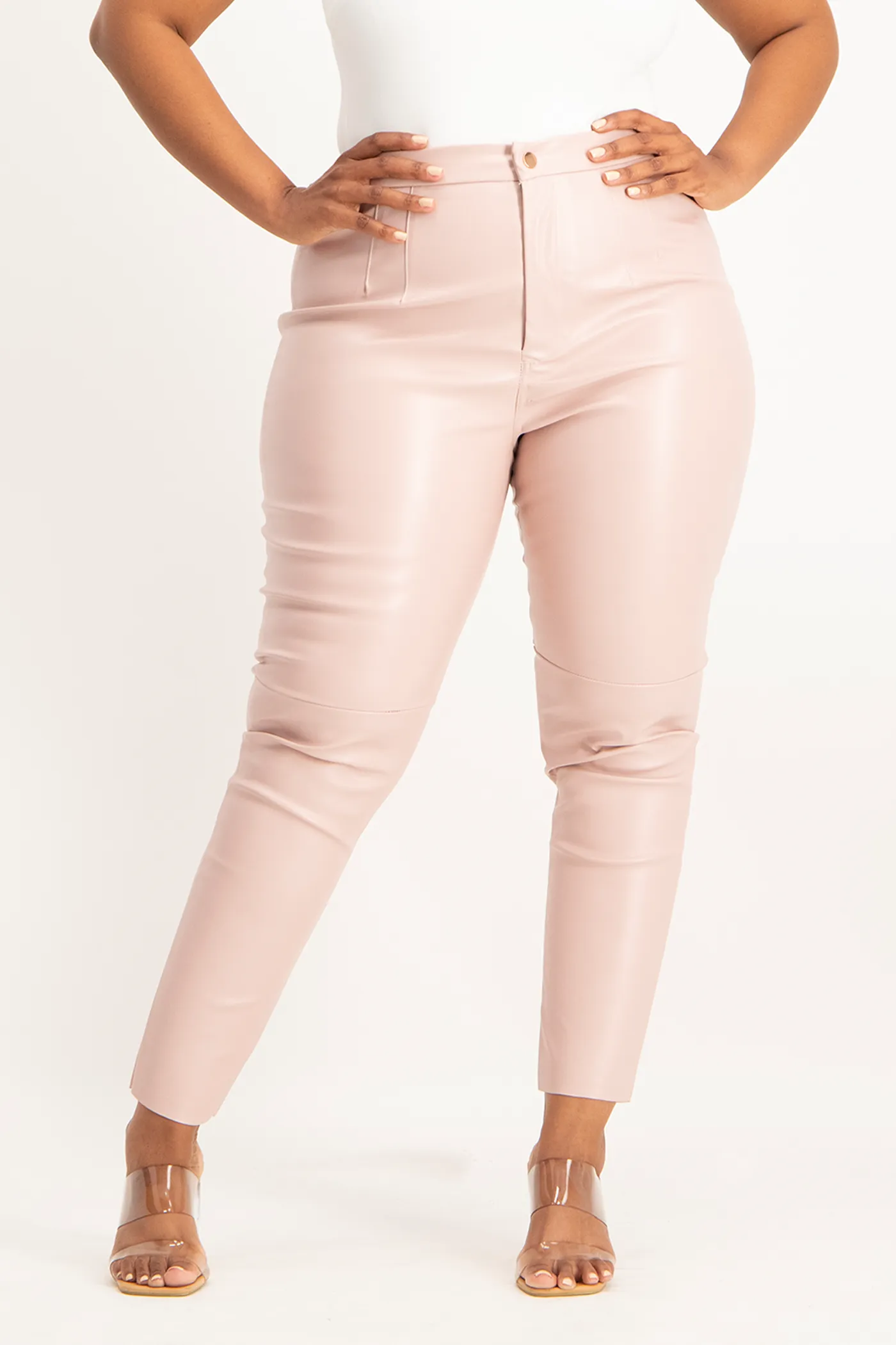 Esme Faux Leather Pants - Blush