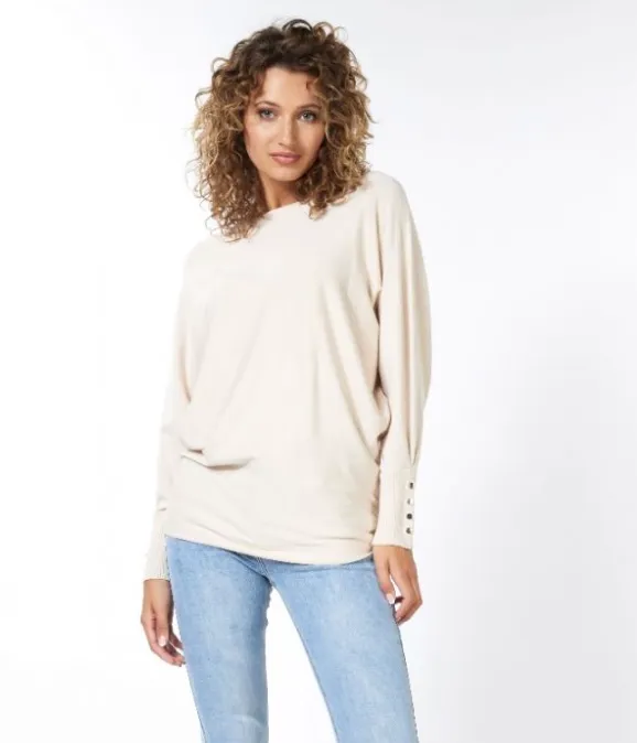 ESQ Button Cuff Sweater-Sand