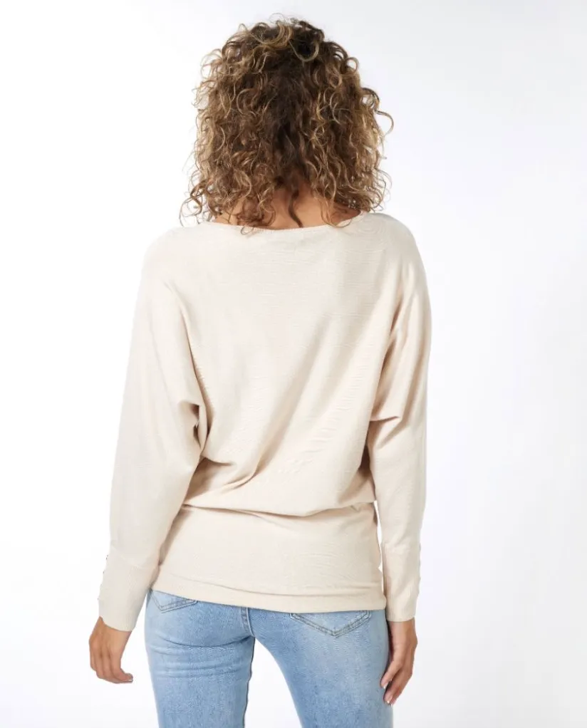 ESQ Button Cuff Sweater-Sand